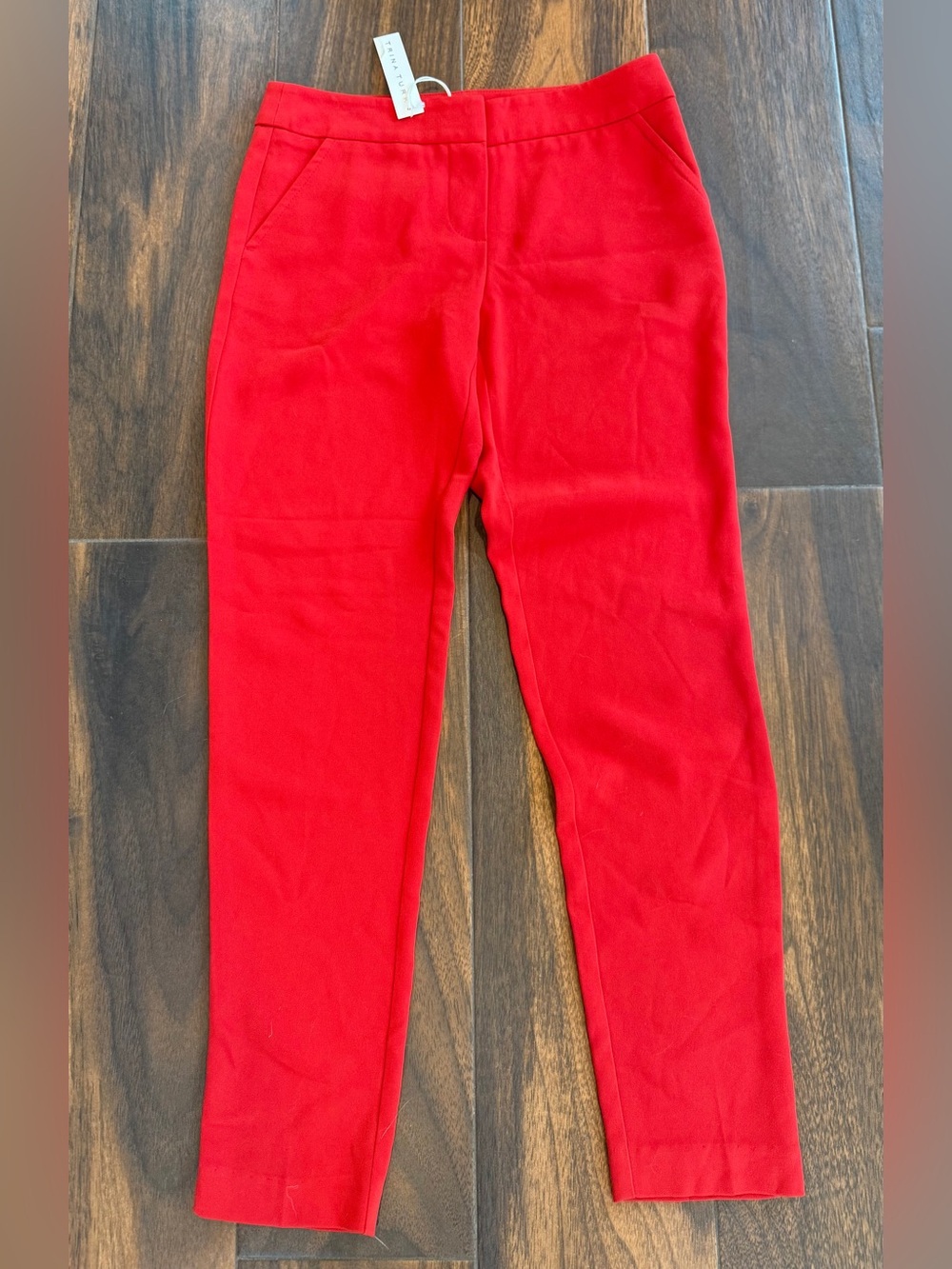 Trina Turk NWT Bright Red Slim Ankle Pants Size 2 Cropped Career